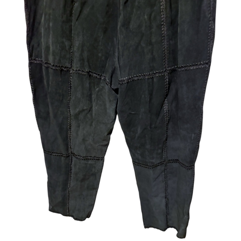 Vintage Black Genuine Leather Patchwork Quilted S… - image 5